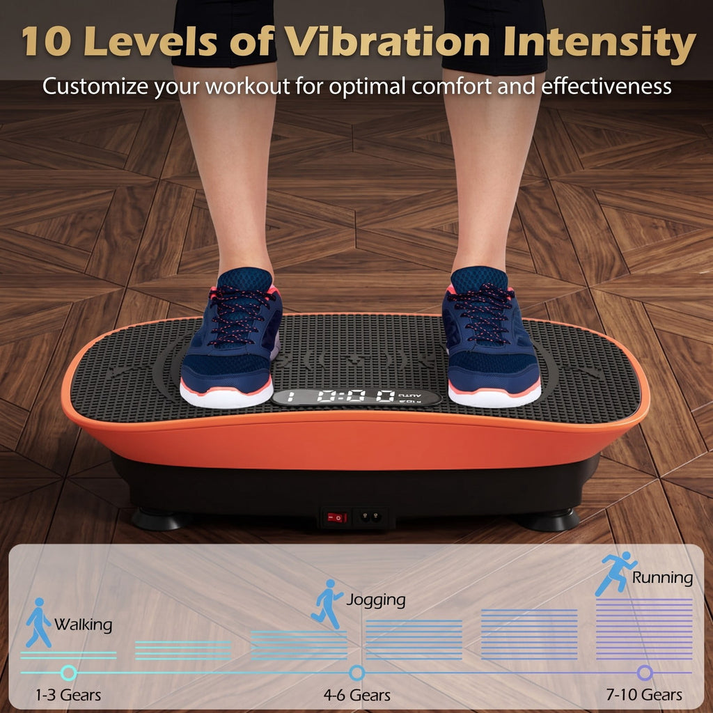 Airfind Vibration Plate Exercise Machine for Weight Loss and Lymphatic Drainage, 10 Speed Whole Body Vibration Platform with LED Display and Hands-Free Remote, Orange