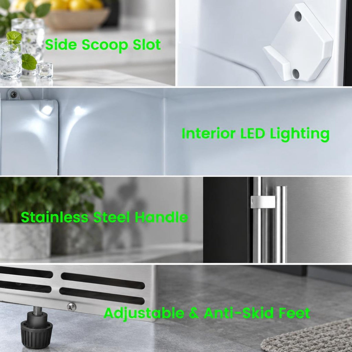 Airfind Free-Standing Built-In Undercounter Ice Maker, Stainless Steel PP Zinc-Plated Sheet ABS for Convenient Everyday Use, Silver