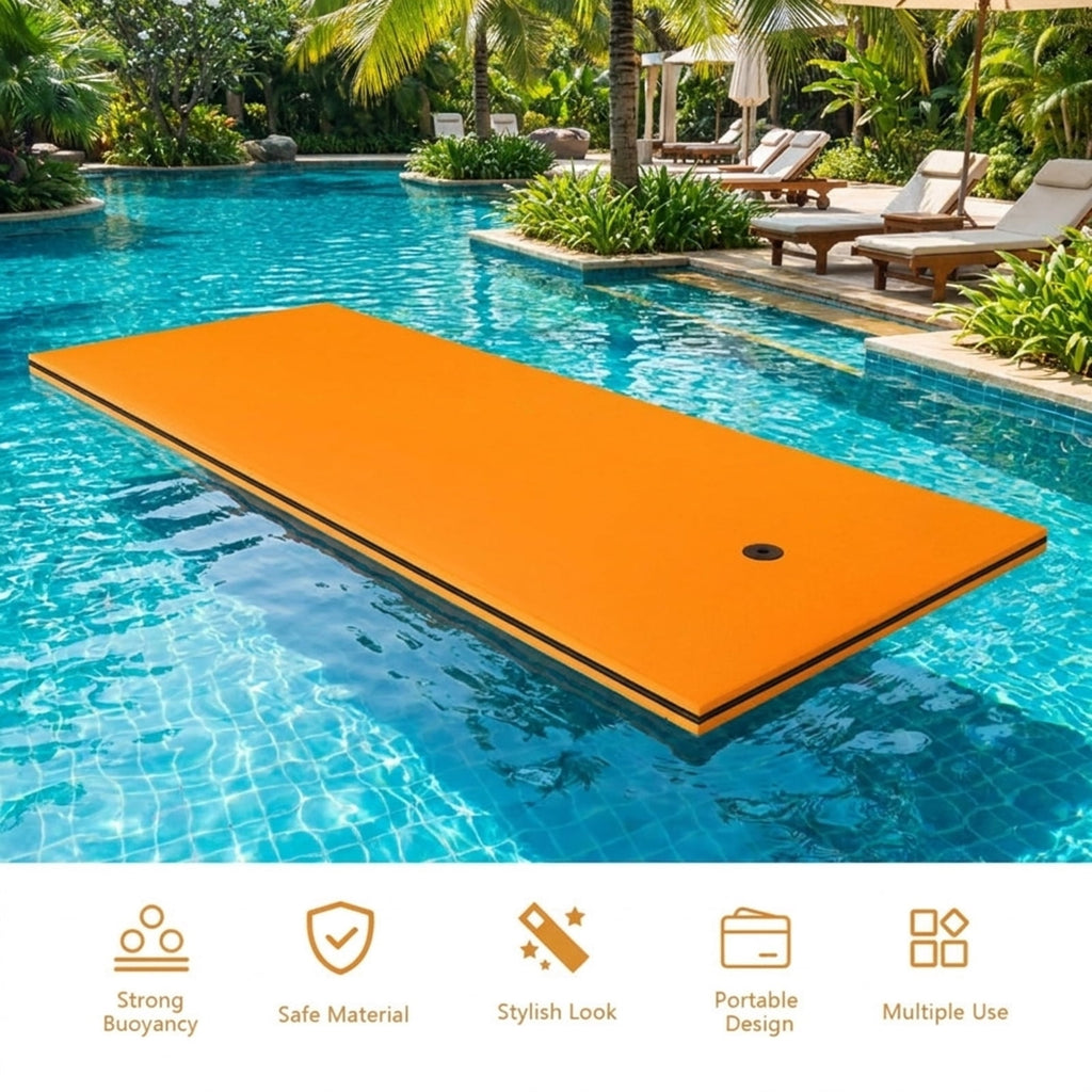 Airfind Triple-Layer Lake Float Pad with Roll-Up Storage, Orange