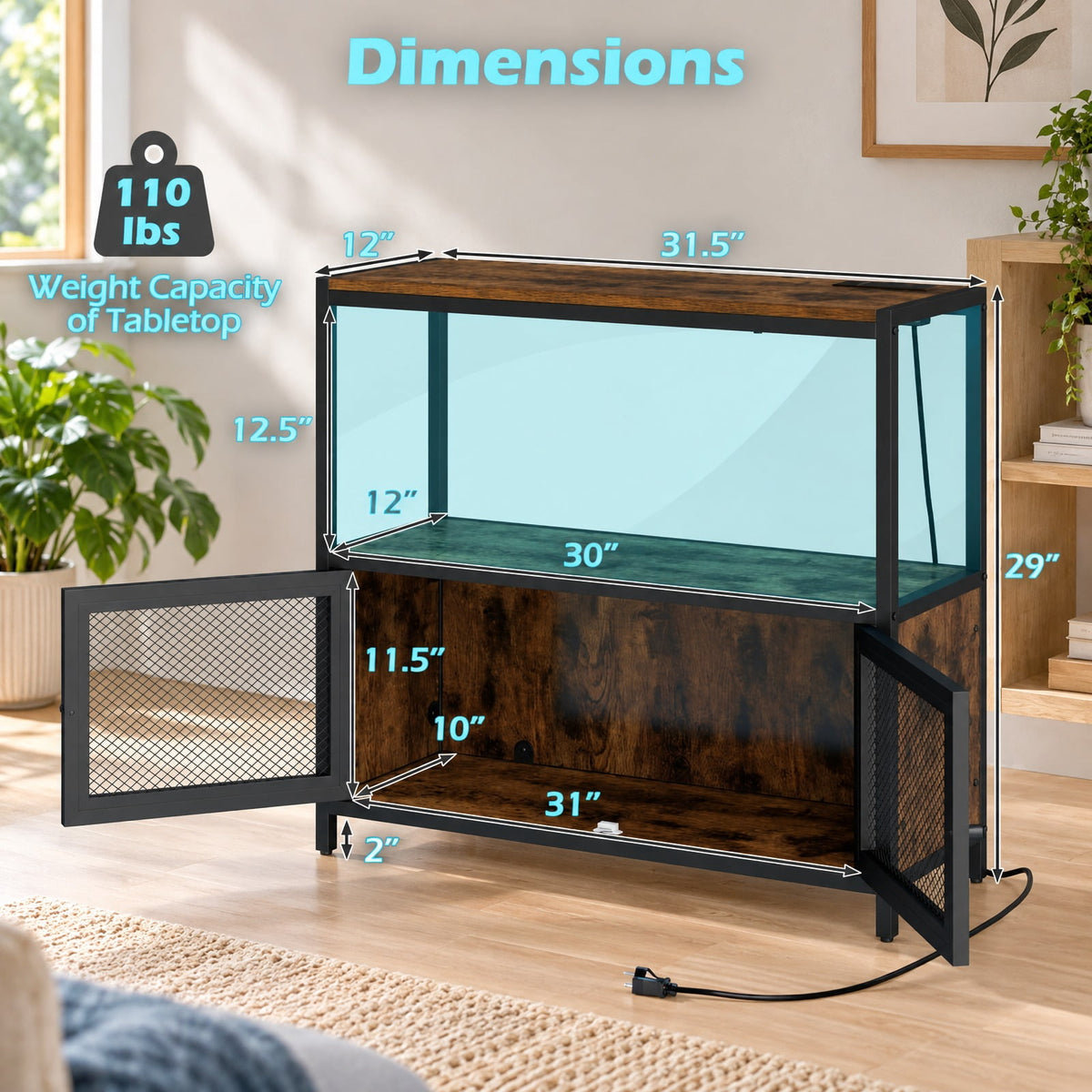 Airfind Industrial Coffee Bar Cabinet with LED Lights and Charging Station, 110 Lbs Capacity, Metal Engineered Wood MDF, Coffee