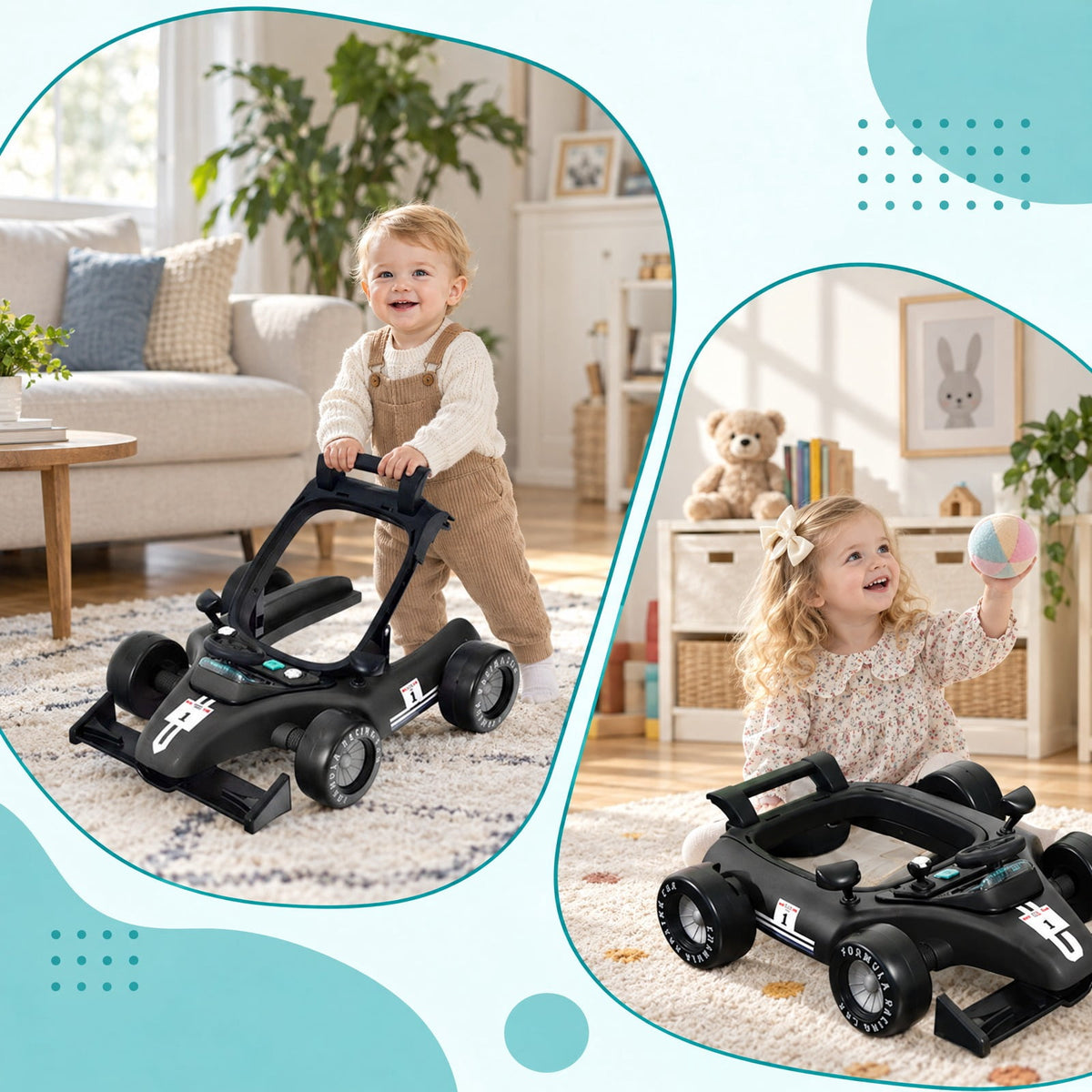 Airfind 4-in-1 Foldable Activity Push Walker with Adjustable Height, 25 lbs Capacity, PP polyester sponge Frame, 29 x 24 x 20/21/22 Footprint