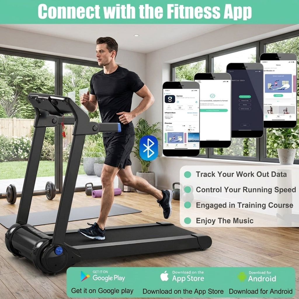 Airfind 3HP Folding Cardio Treadmill with Audio Console, Blue