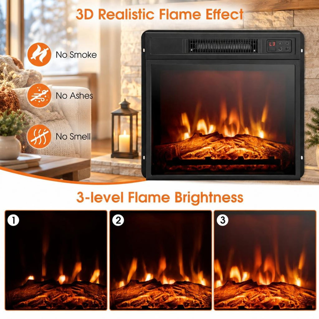 Airfind 1400W TV Stand Electric Fireplace Mantel with Remote Control, 22 Lbs Capacity, MDF PB Steel Plastic Tempered Glass, Natural