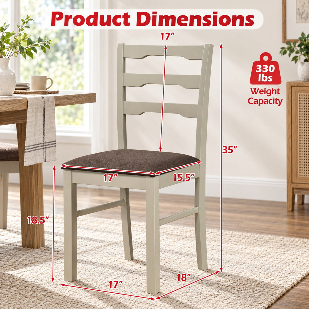 Airfind Set of 4 Linen Style Upholstered Dining Chairs with Wood Frames, 330 lbs Capacity, Rubber Wood Polyester Sponge Engineered Wood Frame, White