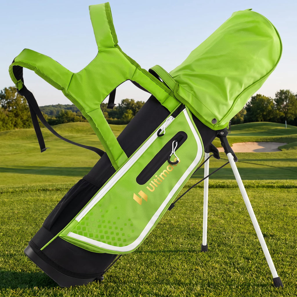 Airfind Junior Complete Golf Club Set Right Hand with Stand Bag Rain Hood and 4 Clubs for Kids Ages 5 to 7 Beginners, Green