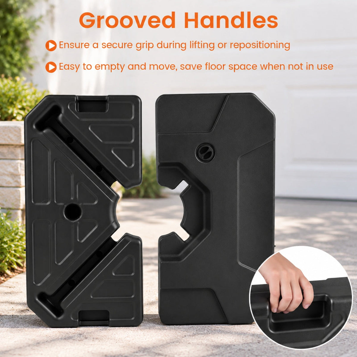 Airfind 274 LBS Cantilever Patio Umbrella Base with Handles, HDPE Frame, 35 Inch x 35 Inch x 5 Inch Compatible Base Hole Spacing 9 Inch Footprint, Black