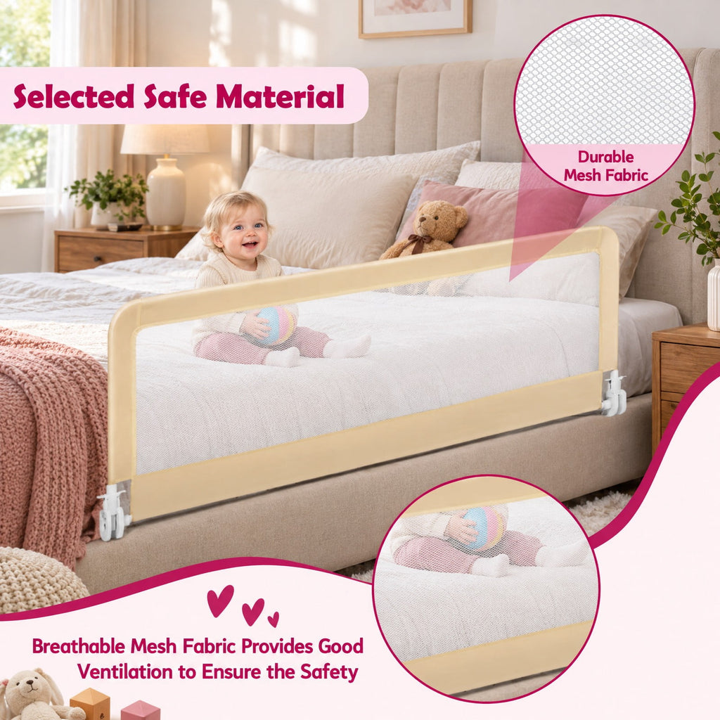 Airfind 59 Inch Folding Breathable Child Bed Rail Guard with Safety Strap, Metal Oxford Cloth Mesh with Metal Oxford Cloth Mesh Fabric, Unspecified