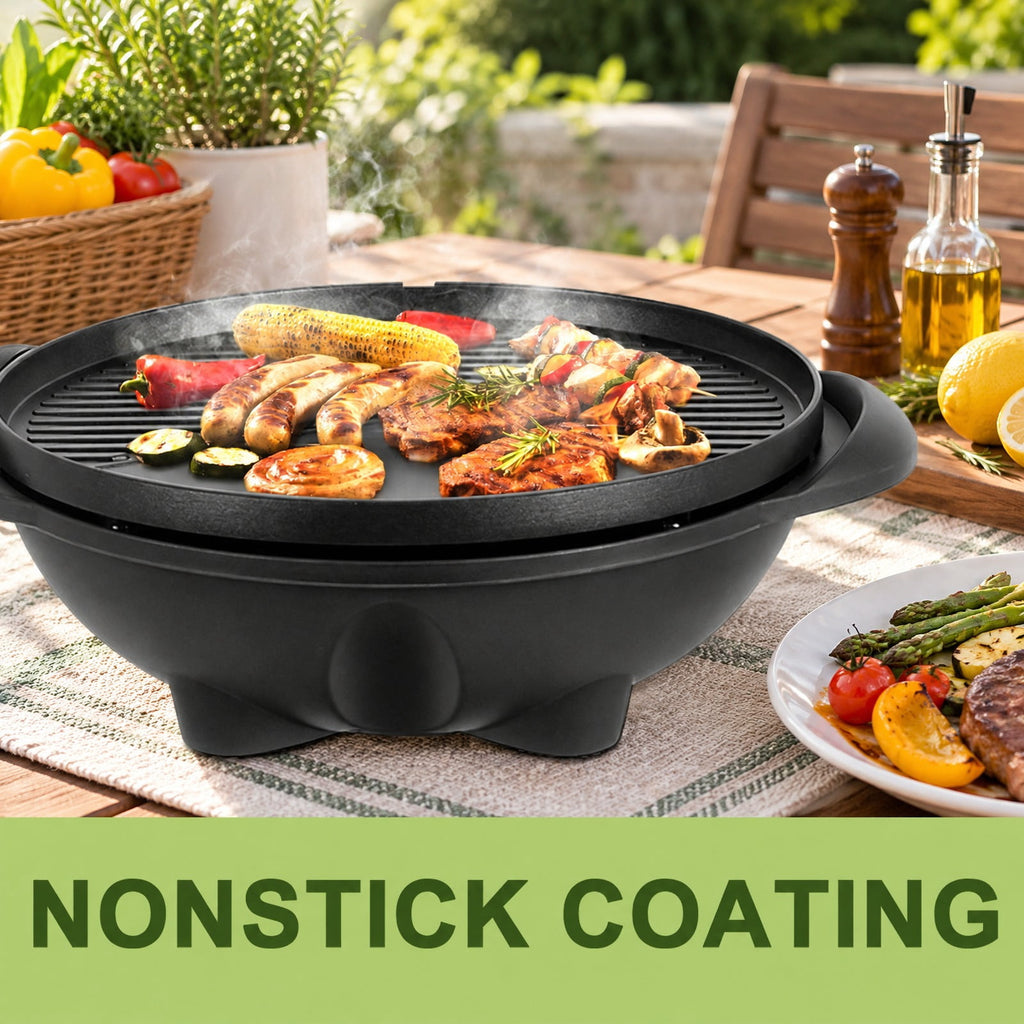 Airfind 1350 W Outdoor Electric BBQ Grill with Removable Stand Easy to Install, Aluminum Plate / ABS for Convenient Everyday Use, Black