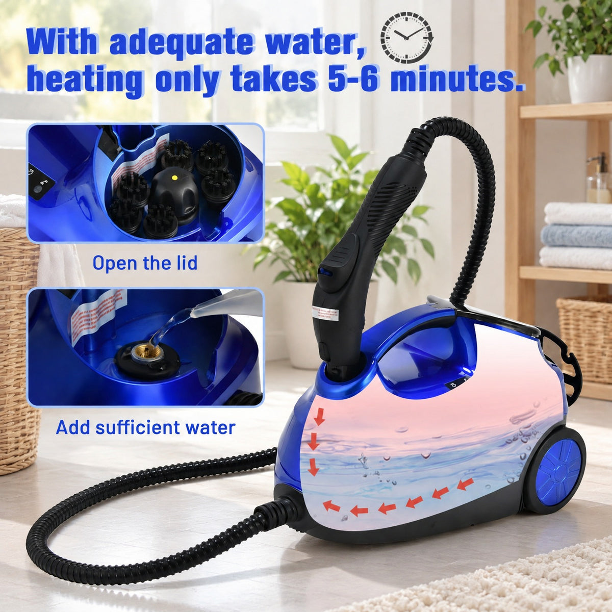 Airfind 2000W Heavy Duty Multi-purpose Steam Cleaner Mop with Detachable Handheld Unit, ABS Frame, : 10 x 17 x 10 Footprint, Blue