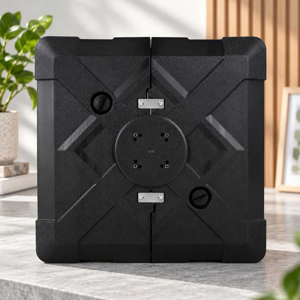 Airfind 34 Inch x 34 Inch Cantilever Patio Umbrella Base with 4 Wheels, HDPE Metal Frame, 34 Inch x 34 Inch x 8 Inch Crossed Base Footprint, Black