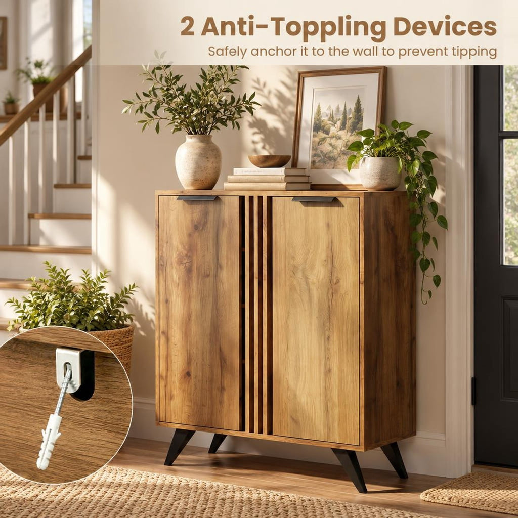 Airfind 4-Tier Modern Freestanding Hidden Shoe Cabinet with 2 Doors, 180 lbs Capacity, Engineered Wood Plastic Frame, 31.5 x 14 x 37.5 Footprint