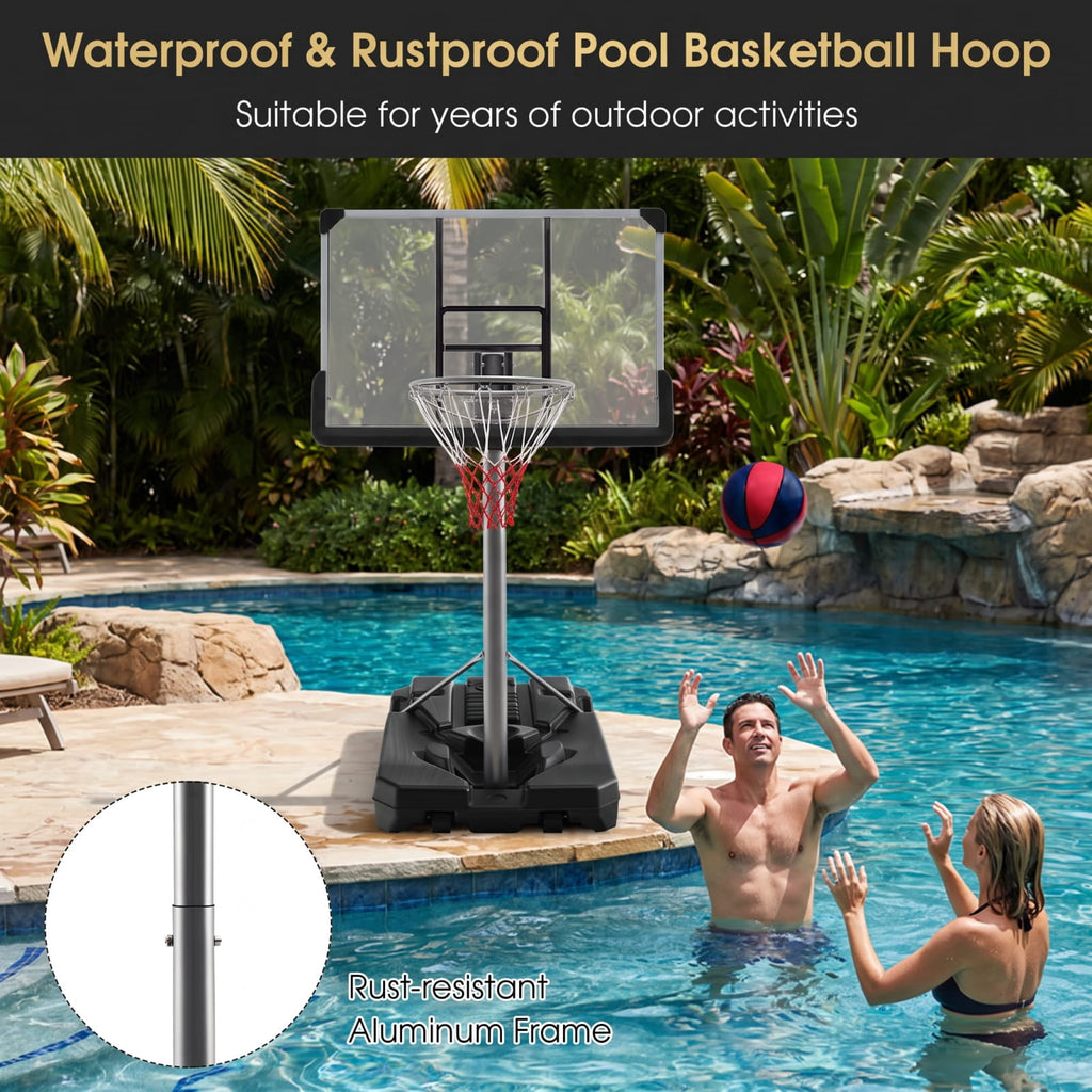 Airfind Portable Basketball Hoop with 5.4 to 6.6 Foot Adjustable Height 50 Inch Shatterproof Backboard and Fillable Base for Backyard Poolside, Black