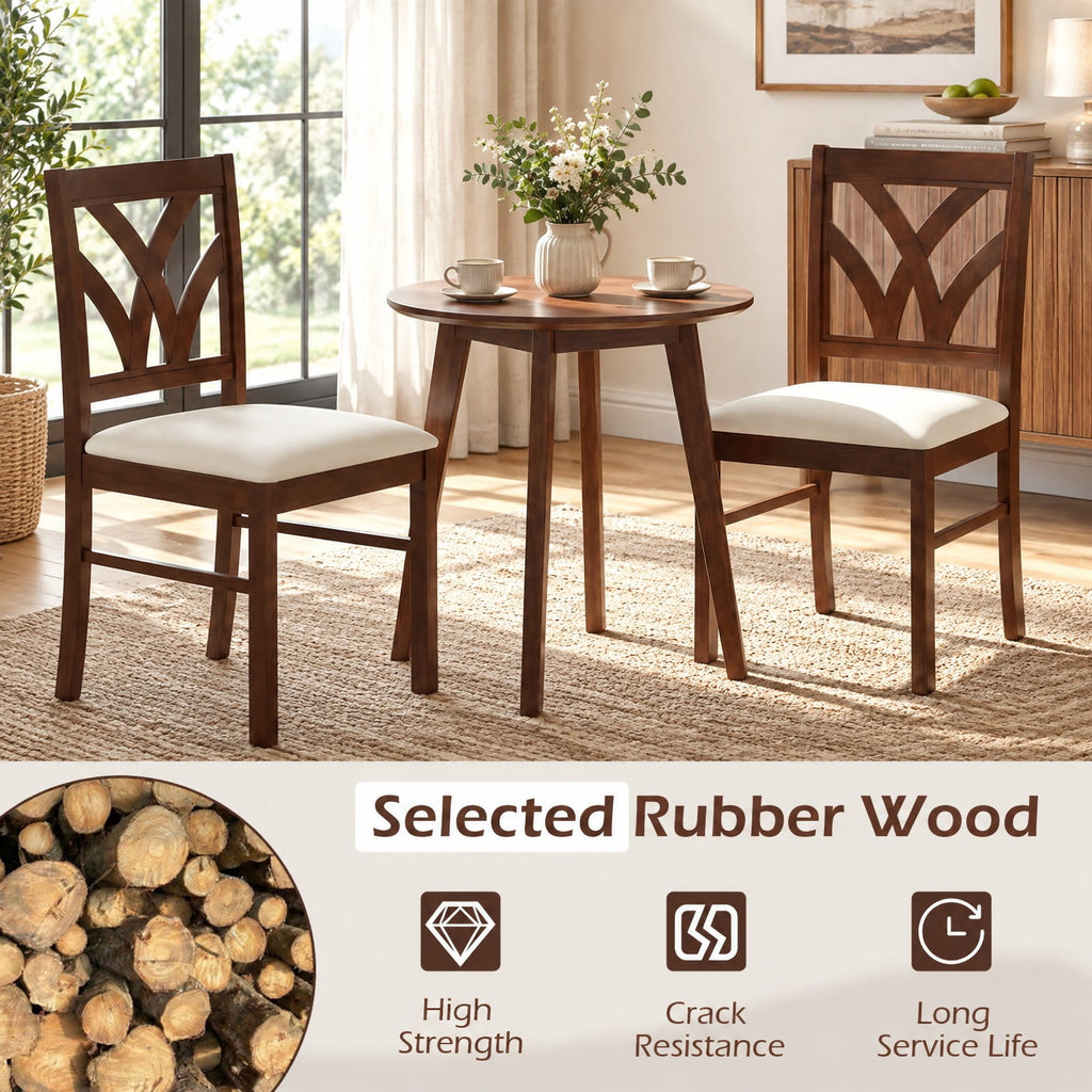 Airfind Set of 2 Wooden Dining Chairs Upholstered with Hollowed Backrest and Soft Padded Seat, Chair 330 lbs Capacity, 18.5in x 17in x 35in Footprint
