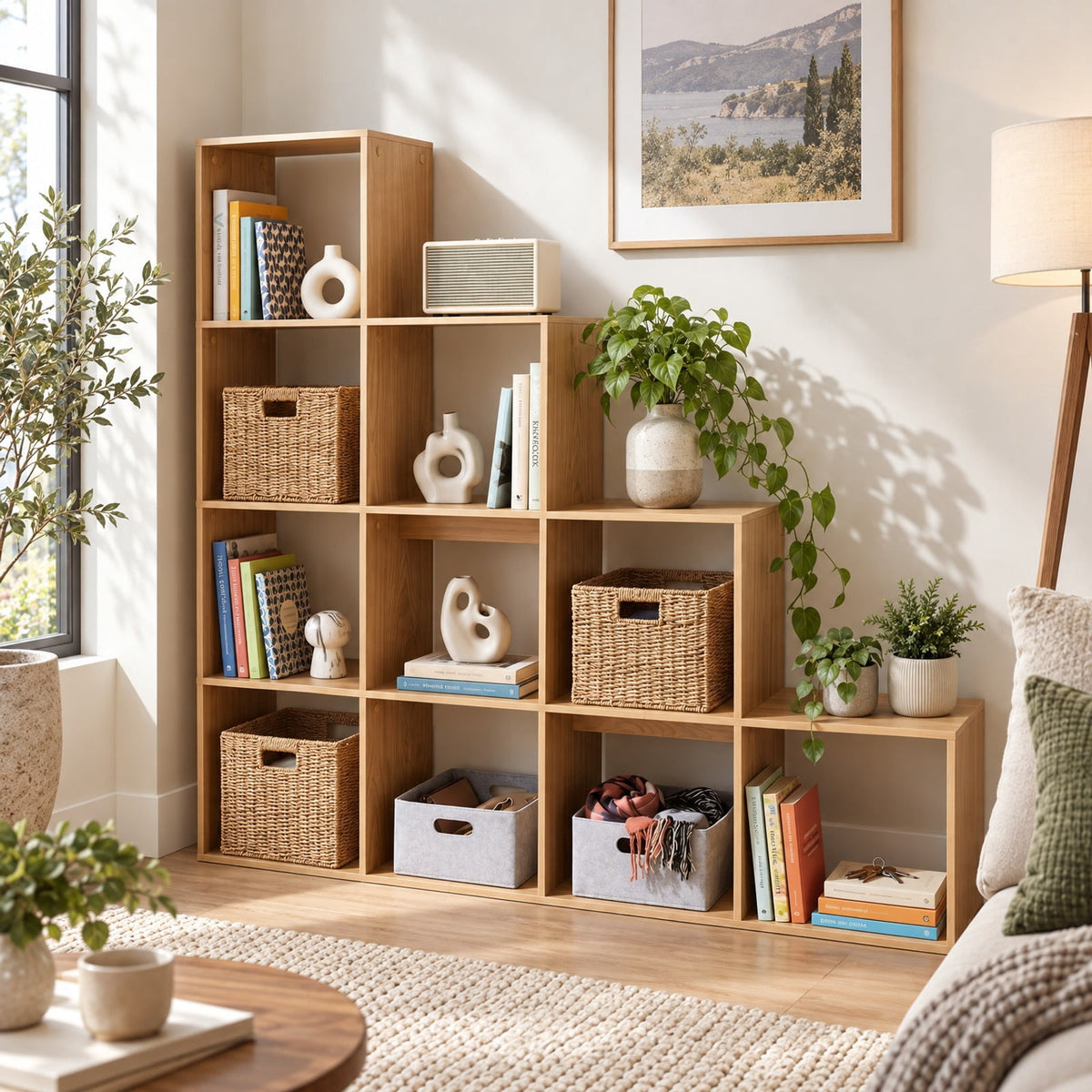 Airfind 4-Tier Bookshelf with 2 Anti-Tipping Kits for Home Office, 25 lbs Capacity, Engineered Wood Frame, 51.5 x 10 x 51 Footprint, White