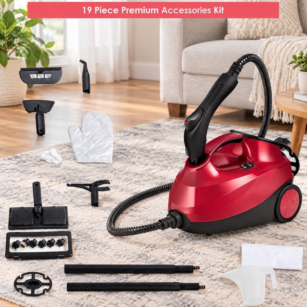 Airfind 2000W Heavy Duty Multi-purpose Steam Cleaner Mop with Detachable Handheld Unit, ABS Frame, : 10 x 17 x 10 Footprint, Red
