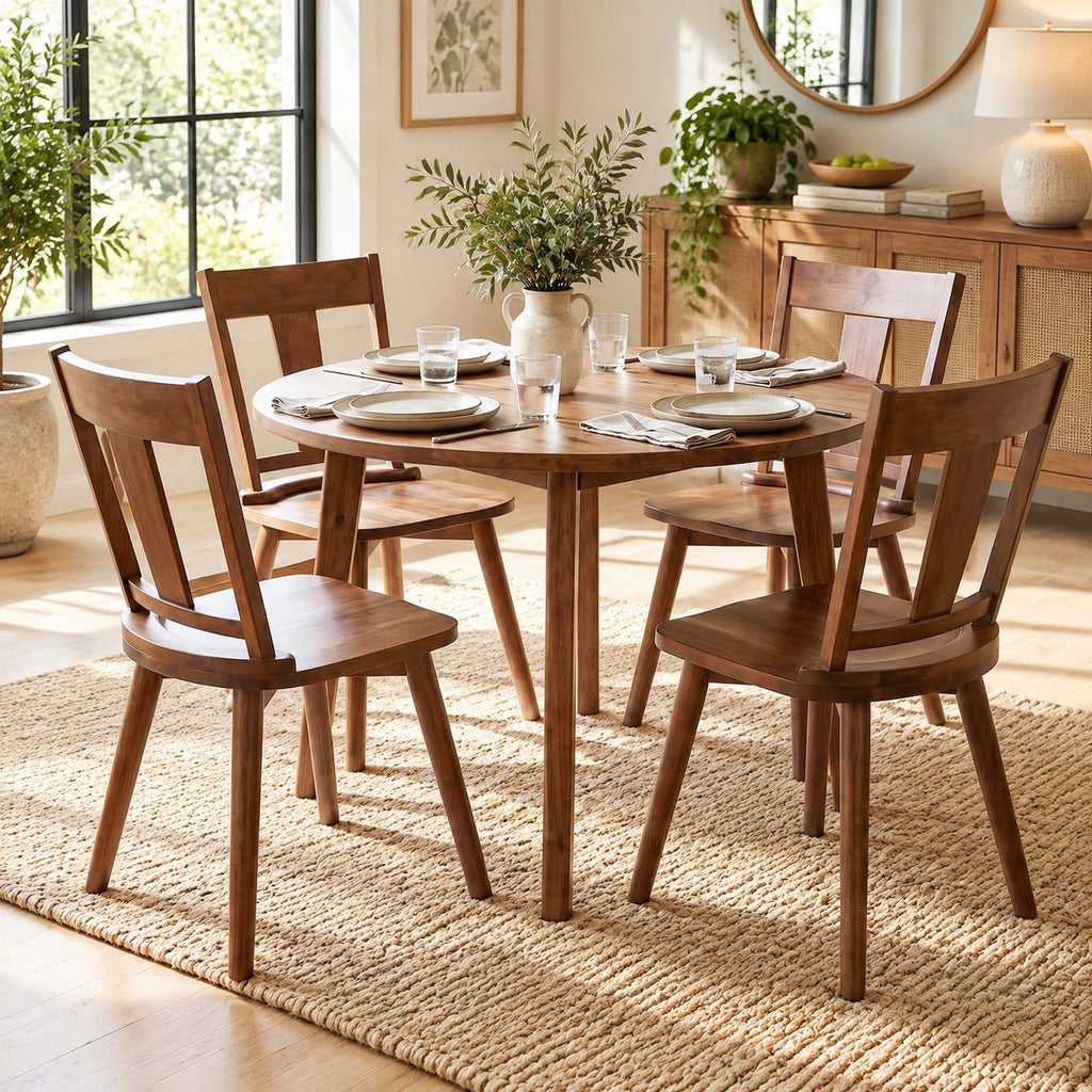 Airfind Dining Chairs Set of 4 with Solid Wood Backrest for Kitchen Dining Room, 400 lbs Capacity, Rubber Wood Frame, Unspecified