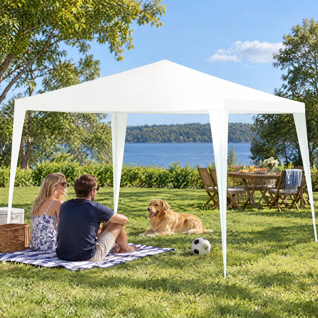 Airfind 10 x 10 Feet Outdoor Side Walls Canopy Tent with 4 Removable Sidewalls, Polyethylene fabrics Frame: Powder coated steel Frame, White