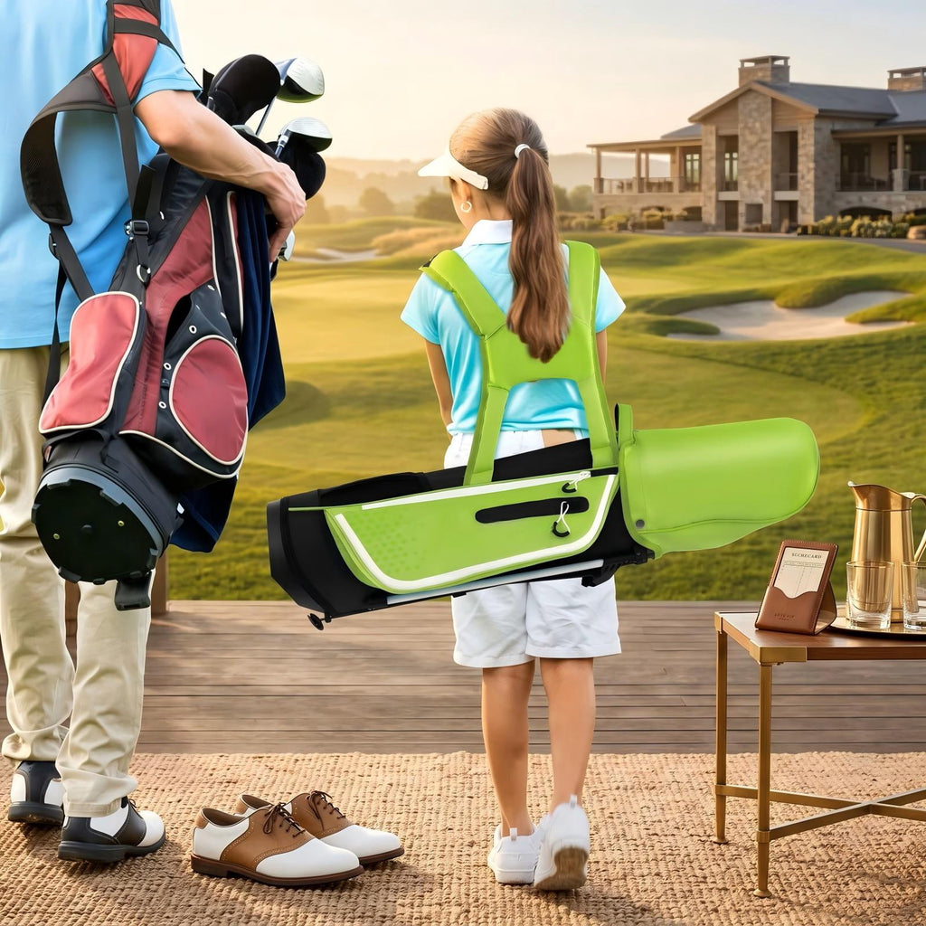 Airfind Junior Complete Golf Club Set for Kids Ages 8-10, Right Handed Youth Golf Clubs with Stand Bag, Rain Hood, Driver, Irons and Putter, Green