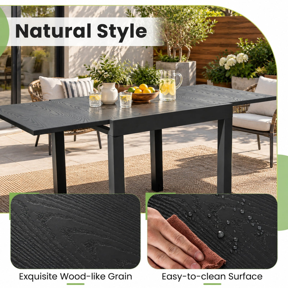 Airfind 31.5 inches-63 inches Adjustable Patio Expandable Dining Table for 4-6 Person, 31.5 x 31.5 x 29.5Overall Footprint, Gray