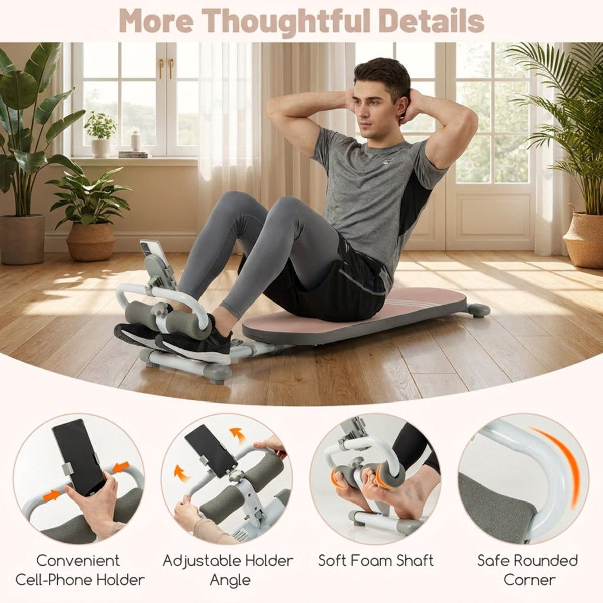 Airfind Adjustable FID Weight Bench with Preacher Curl Pad and Leg Hold Down for Incline Decline Foldable Home Gym Workout Bench, Pink