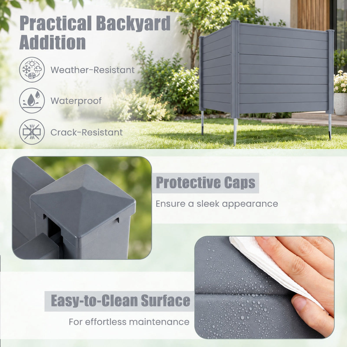 Airfind 48 x 38 Inch Air Conditioner Fence 2 Panels with Metal Ground Stakes, PVC Frame, 48 x 48 x 55 Footprint, Gray