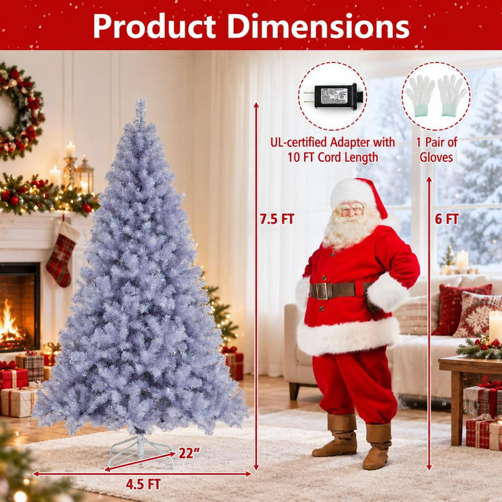 Airfind 7.5 FT Pre-Lit Tinsel Christmas Tree Artificial Xmas Tree, PVC PET Metal, 4.5 X 7.5 Ft, Lavender Purple for Convenient Everyday Use, Purple
