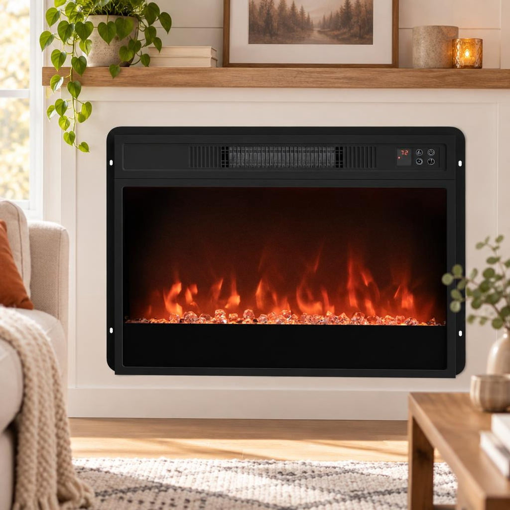 Airfind 5000 BTU 23-Inch Electric Fireplace Insert featuring Remote Control and Brightness, Metal Tempered Glass PP Frame, Black