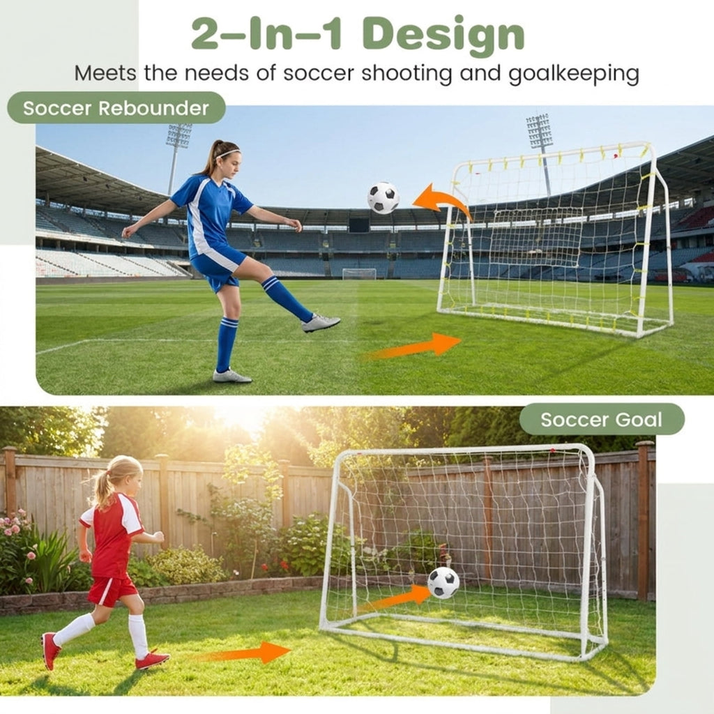 Airfind 2-in-1 Soccer Rebounder Goal with Adjustable Height, White