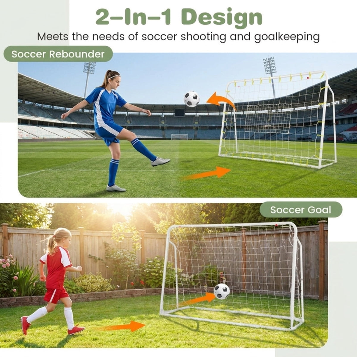 Airfind 2-in-1 Soccer Rebounder Goal with Adjustable Height, White