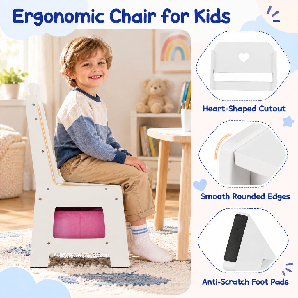Airfind Kids Vanity Desk with Mirror and Lights Princess Pretend Play Dressing Table and Chair Set, 66 lbs Capacity, MDF Frame, for 3+ years old