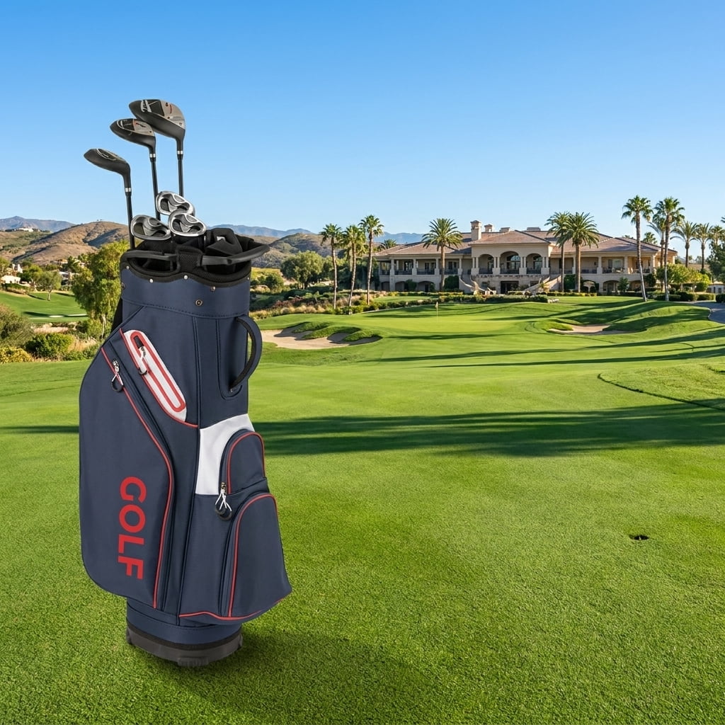 Airfind Soft-Sided Golf Travel Bag with Wheels and Thick Sponge Padding featuring a 600D Oxford cover with a lockable zipper and 3 carry handles for flight and road trips, Navy