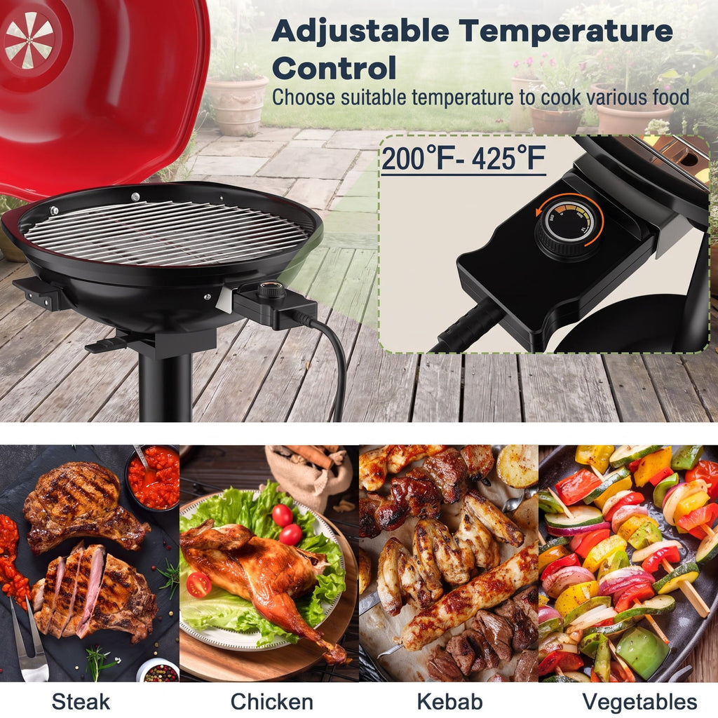 Airfind 1600W Portable Electric BBQ Grill with Removable Non-Stick Rack, Metal Stainless Steel, 20.5 Inch X 17.5 Inch X 32.5 Inch, Black