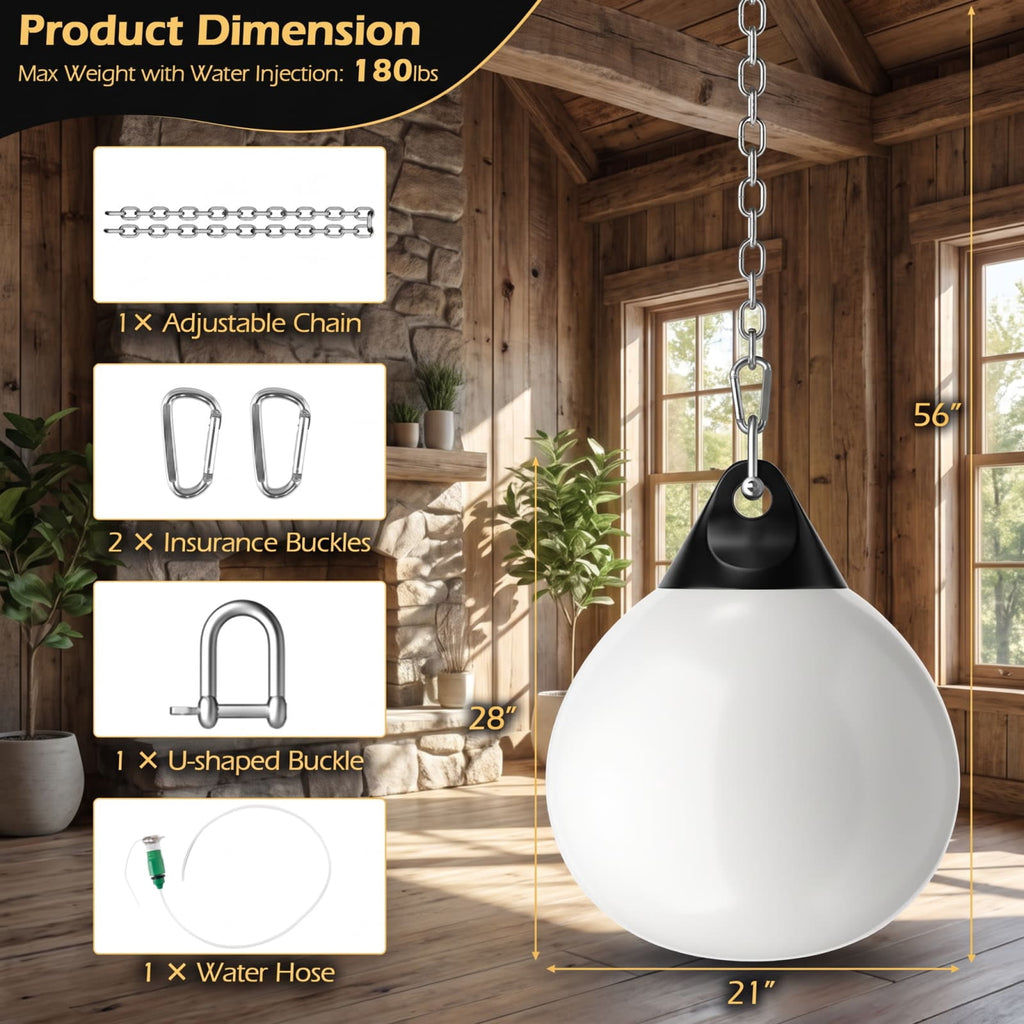Airfind 21 Inch Water Aqua Punching Bag with Adjustable Metal Chain and Water Hose for Home Gym Boxing and Reaction Training, White
