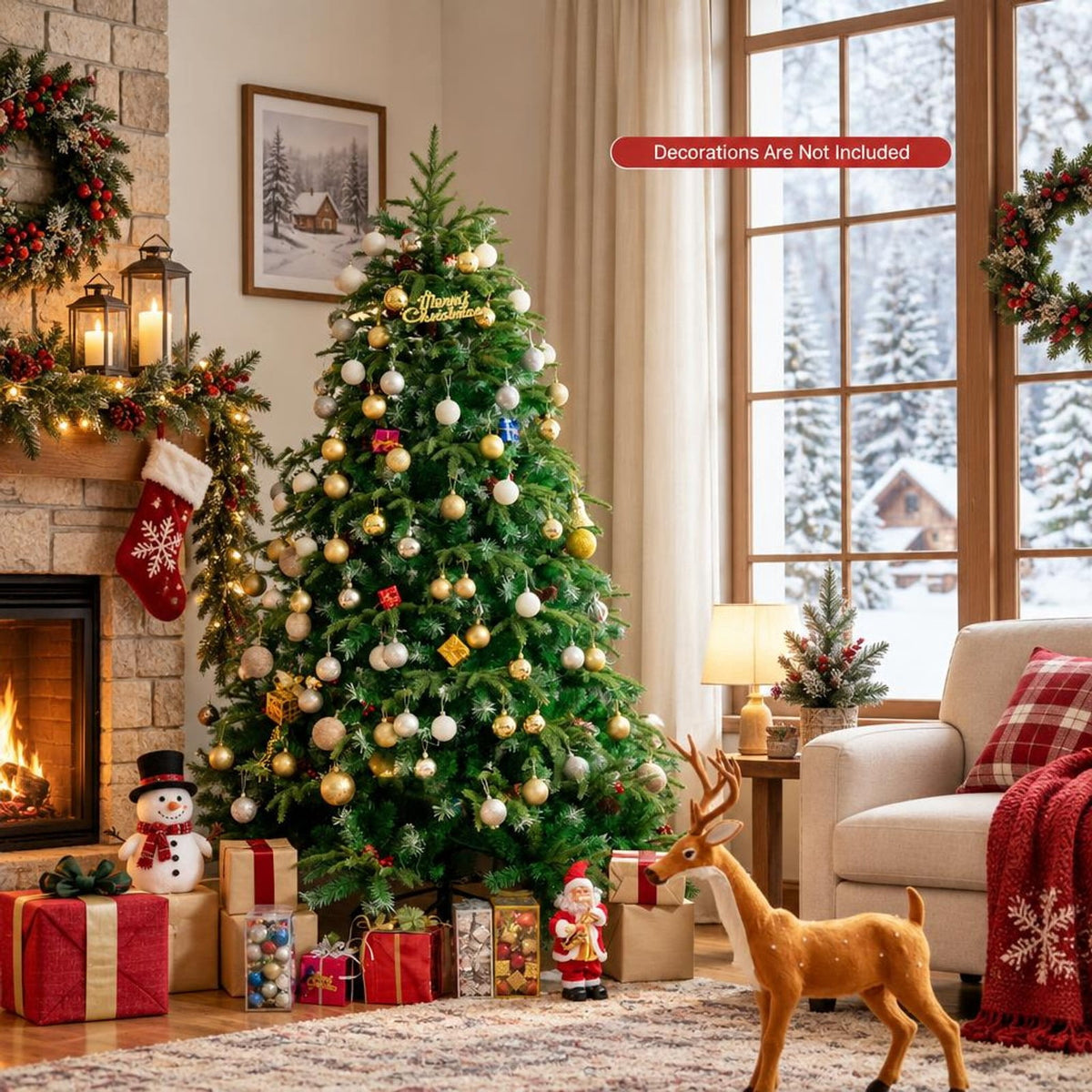 Airfind Pre-Lit Snowy Christmas Hinged Tree with Flash Modes and Multi-Color Lights-5 ft, PE PVC iron Height: 5 ft Base: 3.3 ft Frame, Green