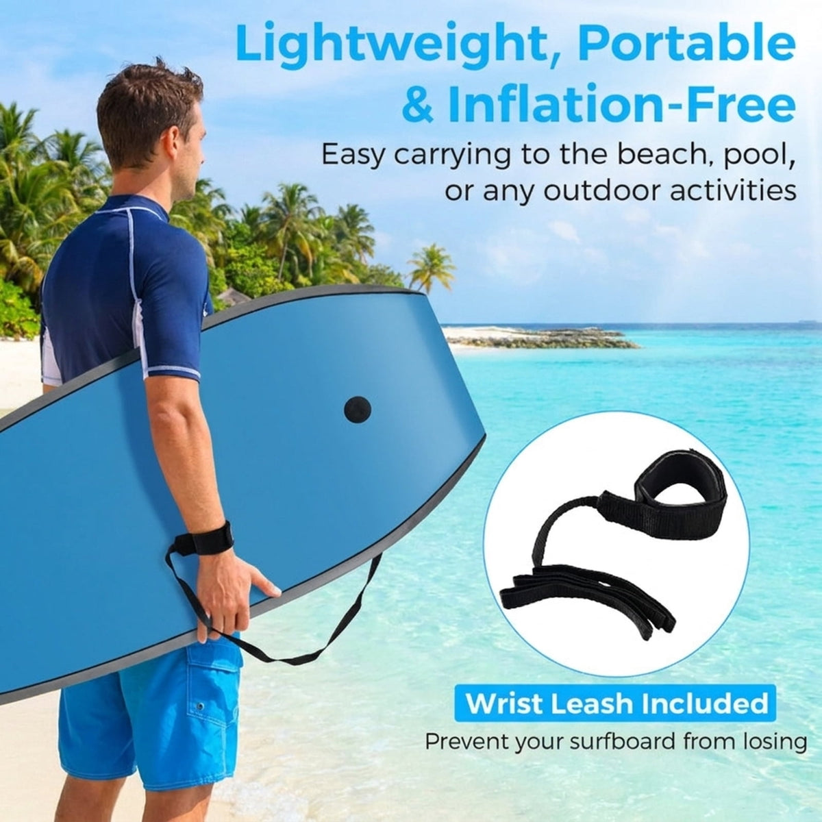 Airfind 33 Boogie Board with Geometric Drift Graphic Deck ¡ª EPS Core, XPE Top, HDPE Slick Bottom, Crescent Tail, Coiled Wrist Leash