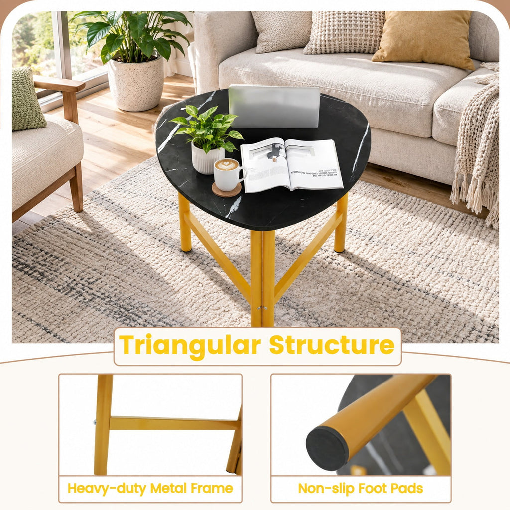 Airfind Triangle Coffee Table Oval Coffee Table with Metal Legs Industrial Center Table, 132 lbs Capacity, Engineered Wood Metal Frame, Black