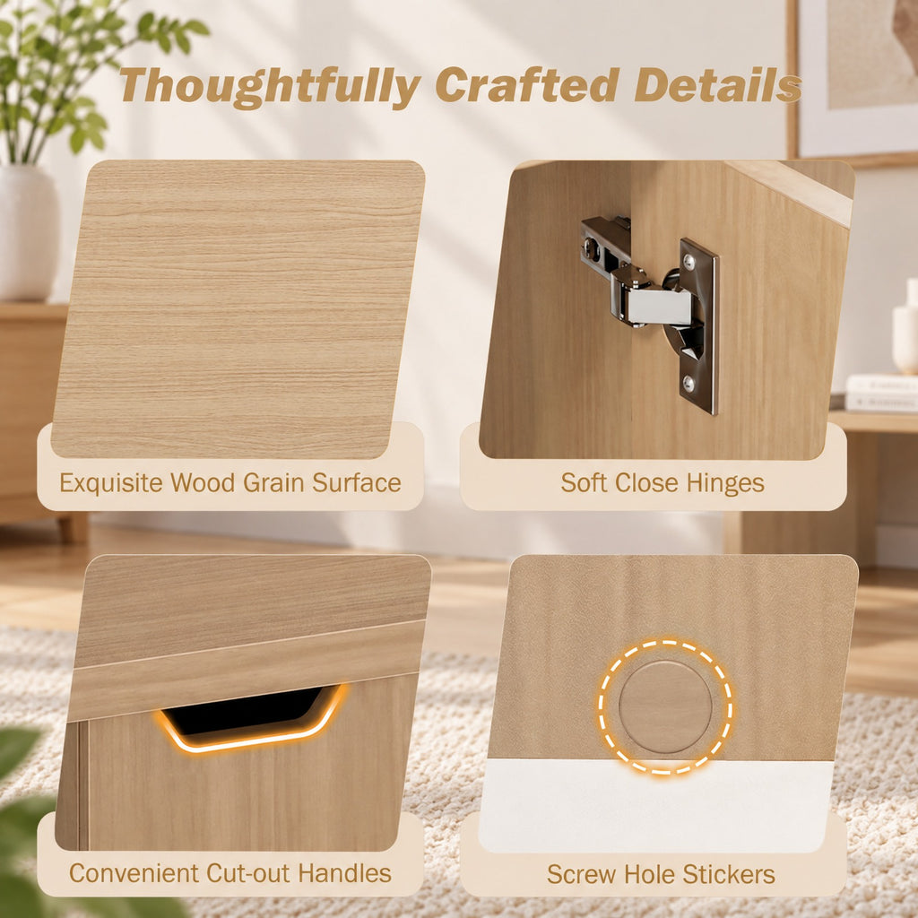 Airfind Foldable Coffee Table with Storage Cabinet Extendable Center Table, 155 lbs Capacity, Engineered Wood Frame, 48in x 24in x 18in Footprint, Oak