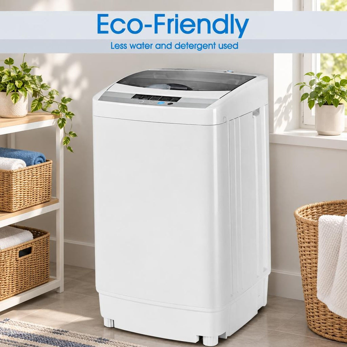 Airfind 12 lbs Full-automatic Washing Machine with 10 Wash Programs, PP plastic; Metal motor: Aluminum Inner tube: Stainless steel Frame