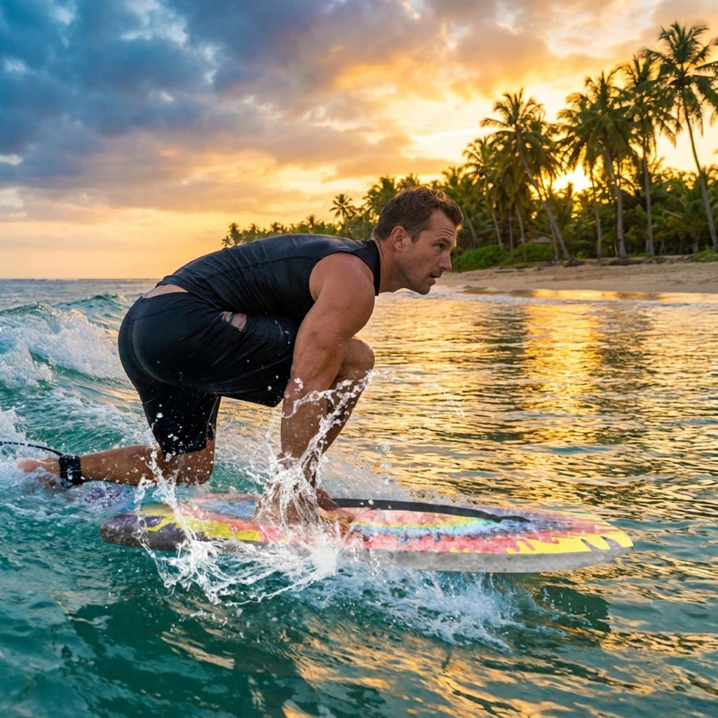 Airfind 41 Boogie Board with Geometric Drift Graphic Deck ¡ª EPS Core, XPE Top, HDPE Slick Bottom, Crescent Tail, Coiled Wrist Leash