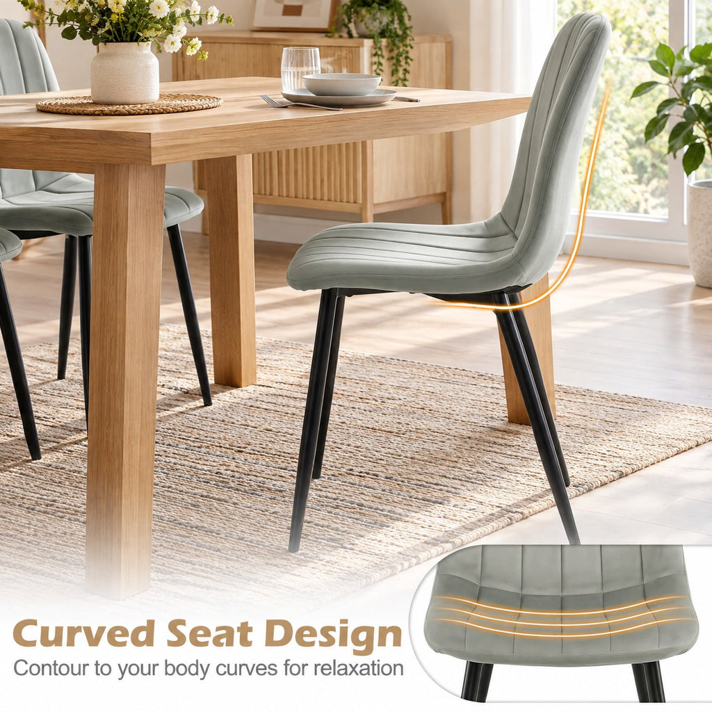 Airfind Upholstered Fabric Dining Chairs Set of 4 with Sturdy Metal Legs and Curved Backrest, 330 lbs Capacity, Fabric Frame, Grey