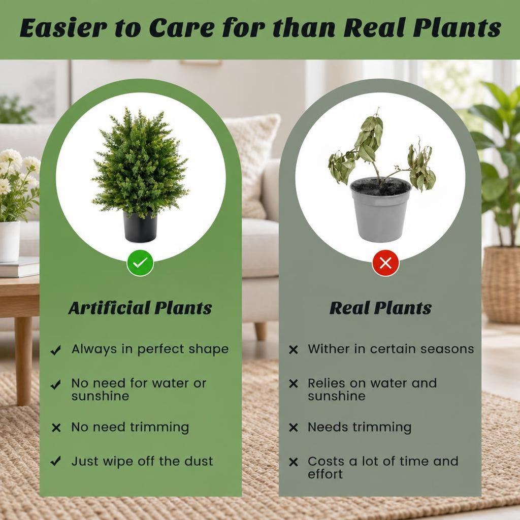 Airfind Set of 2 Artificial Topiary Plants, 21.5 Inch, PE and PVC, the Frame Is Made of Pe PVC Cement Overall Height 21.5 Inch, Green