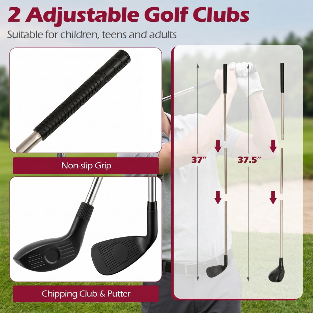 Airfind 71 x 71 Inch Golf Chipping Game Set with 2 Adjustable Clubs Sticky Balls and Storage Bag for Indoor and Outdoor Practice, Multicolor