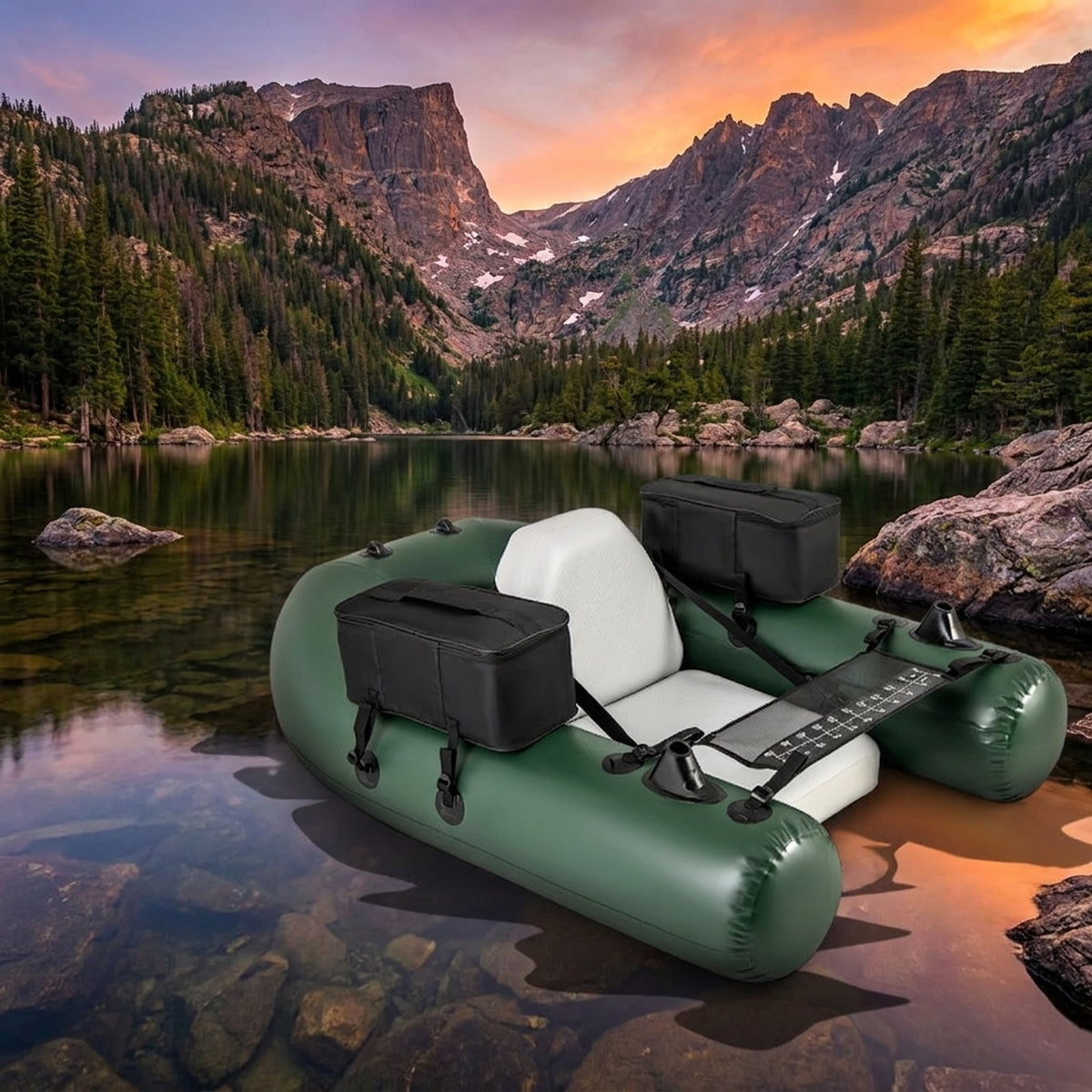 Airfind Inflatable Float Tube for Fly Fishing with Storage Pockets, Camouflage
