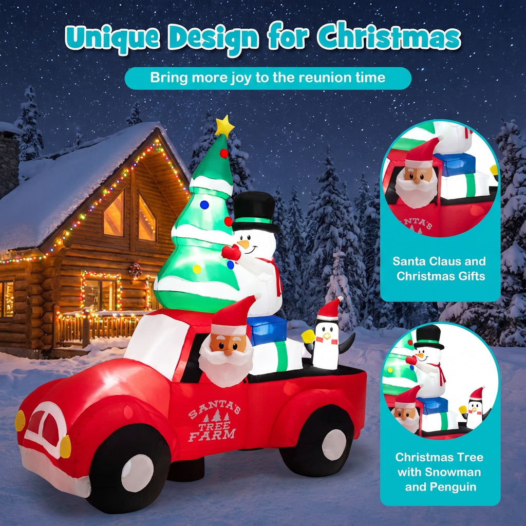 Airfind 8 Feet Wide Inflatable Santa Claus Driving a Car with LED and Air Blower, Polyester Fabric Plastic, 3.1 Inch X 1.6 Inch X 3.1 Inch, Unspecified