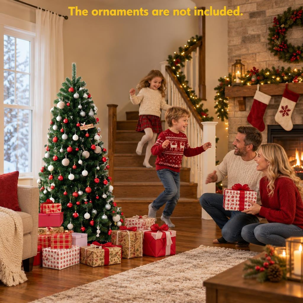Airfind Artificial Hinged Christmas Tree with Remote-controlled Color-changing LED Lights-6ft, New PVC metal 6 Ft: Frame, 6ft x 3.1ft Footprint, Green