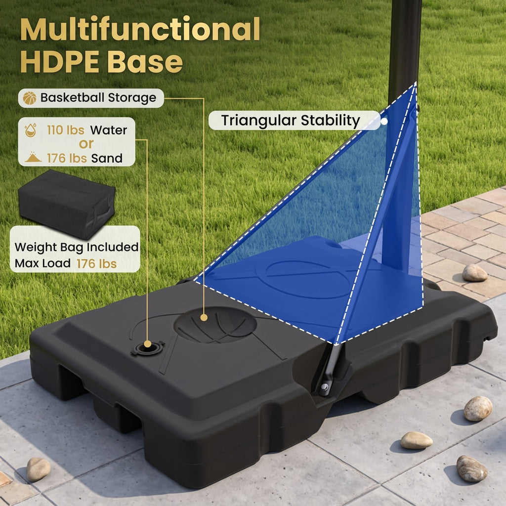 Airfind Portable Basketball Hoop System, Adjustable 7.4-10 ft Basketball Goal with 44 in Shatterproof Backboard and Fillable Base for Kids Teens Adults Indoor, Black