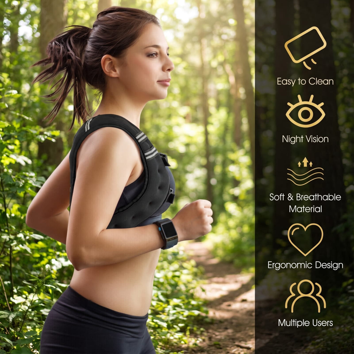 Airfind 16 LB Workout Weighted Vest with Adjustable Buckles and Reflective Strips for Running Walking and Strength Training, Black
