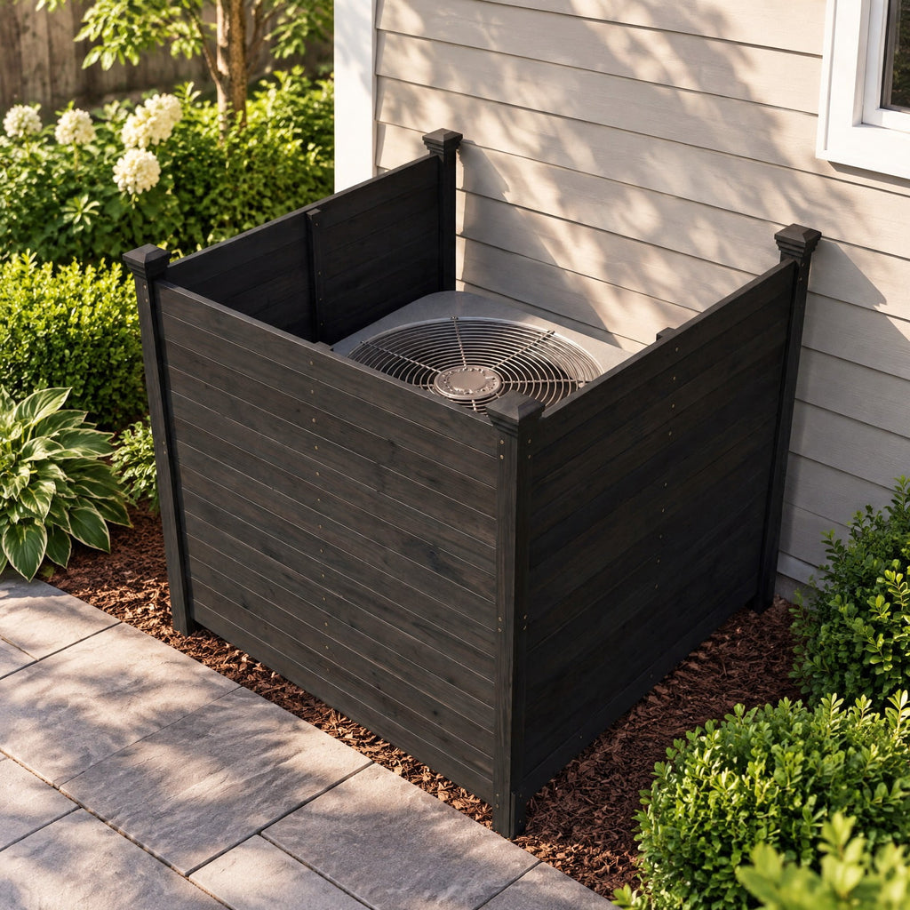 Airfind 3-Panel Outdoor Privacy Air Conditioner Fence for Outside, Fir Wood, 47 Inch x 47 Inch x 45.5 Inch Length of Each Ground Stake 12 Inch