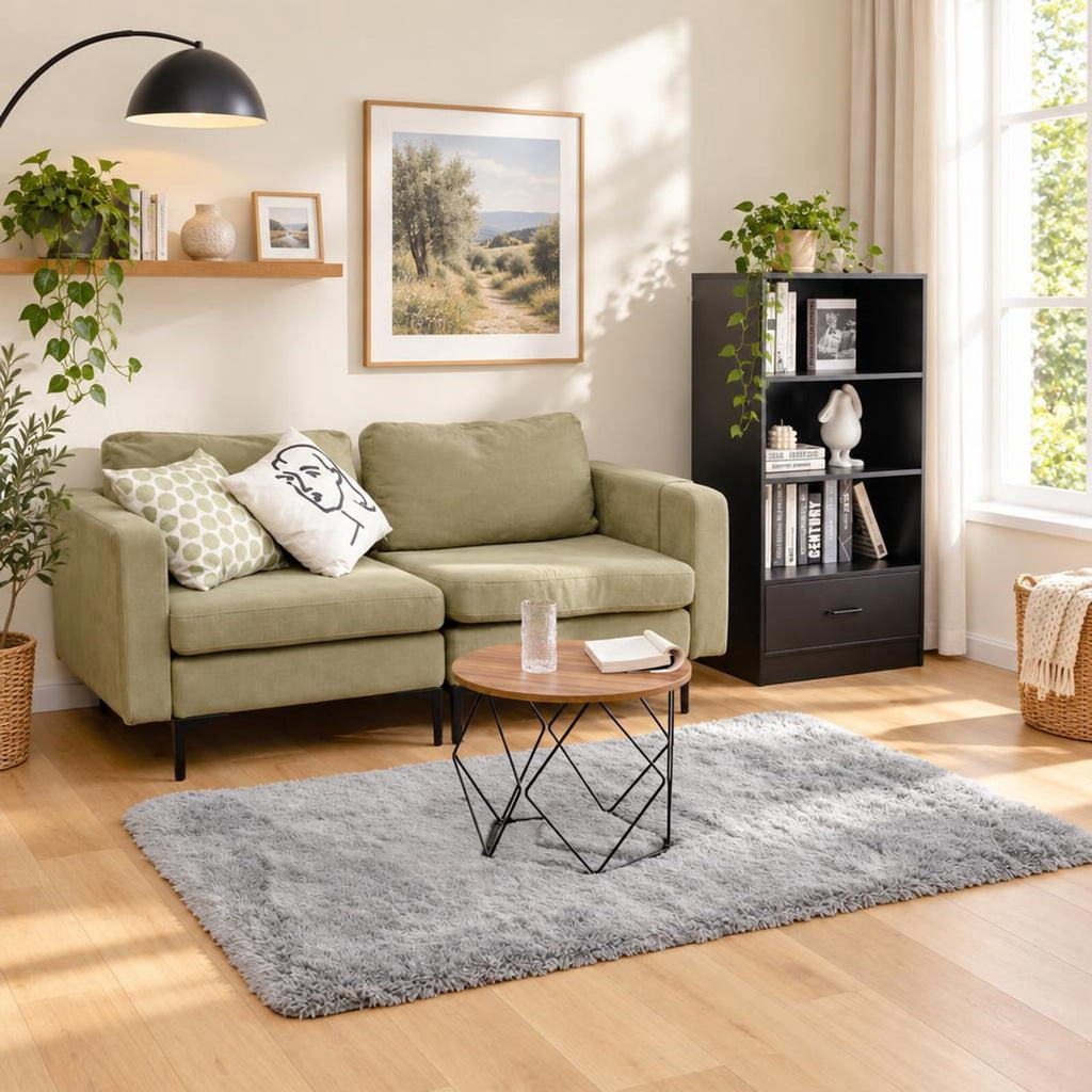 Airfind 4x6 Feet Modern Soft Shag Rug with Non-slip Grip Dots, Polyester Sponge, 4 FT X 6 FT for Convenient Everyday Use, Light Gray