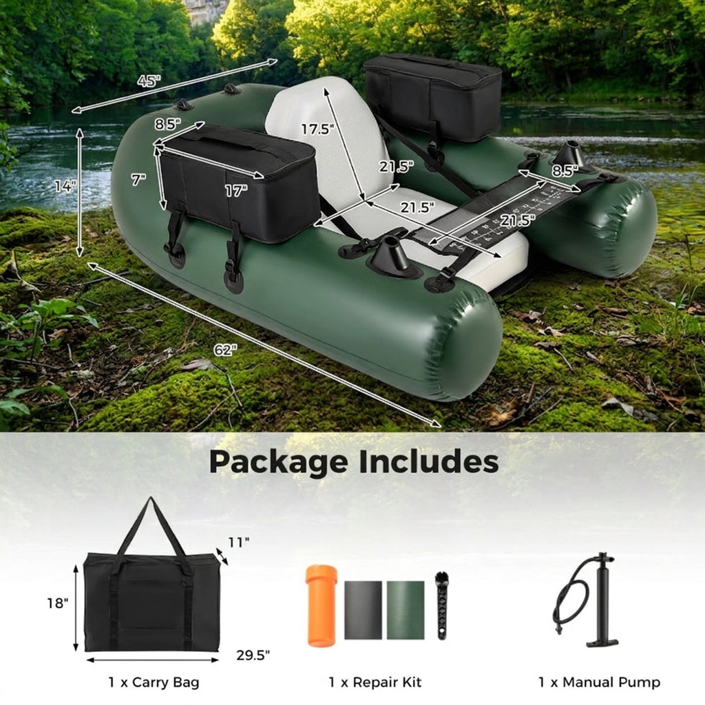 Airfind Inflatable Float Tube for Fly Fishing with Storage Pockets, Camouflage